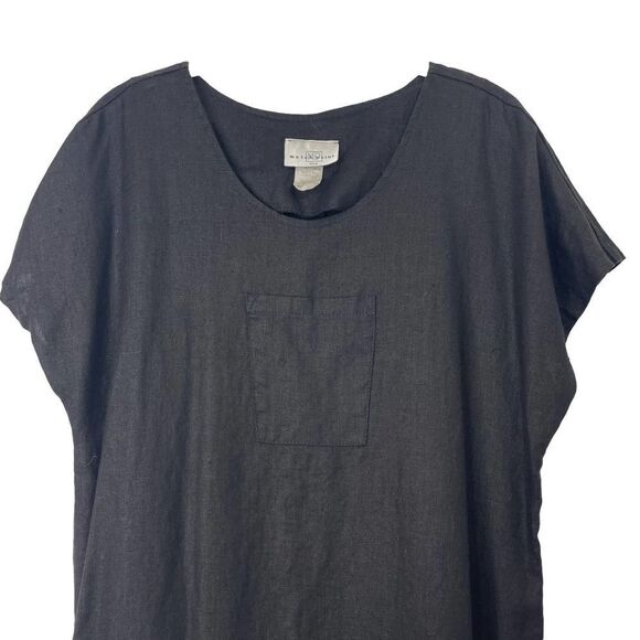 Match Point maxi black 100% linen dress Sz‎ L boho lagenlook - Picture 5 of 8